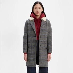 Levi’s Amaya Wool Blend Houndstooth Coat Size Small